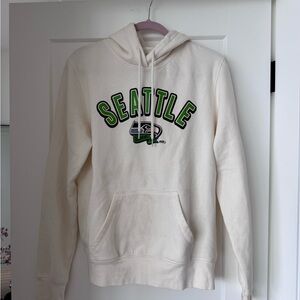 Seattle Cream Hoodie with Green Accents